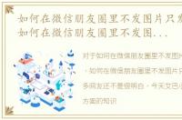 如何在微信朋友圈里不发图片只发文字呢，如何在微信朋友圈里不发图片只发文字