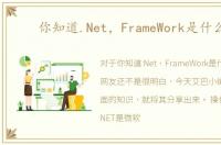 你知道.Net，FrameWork是什么吗