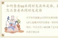 如何查看qq共同好友具体是谁，2016版qq怎么查看共同好友是谁