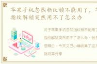 苹果手机忽然指纹锁不能用了，苹果手机指纹解锁突然用不了怎么办
