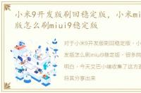 小米9开发版刷回稳定版，小米miui9开发版怎么刷miui9稳定版