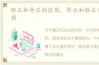 雅正和斧正的区别，斧正和雅正有什么区别