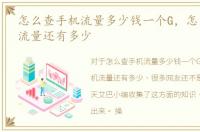 怎么查手机流量多少钱一个G，怎么查手机流量还有多少