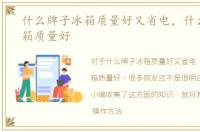 什么牌子冰箱质量好又省电，什么牌子冰箱质量好