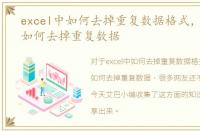 excel中如何去掉重复数据格式，Excel中如何去掉重复数据