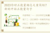 2023你好正能量励志文案简短？ 新的一年新的开始正能量句子
