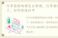 行李箱密码锁怎么修理，行李箱密码锁坏了，如何快速打开