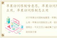苹果访问限制啥意思，苹果访问限制有什么用，苹果访问限制怎么用