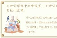 王者荣耀粒子在哪设置，王者荣耀怎么设置粒子效果