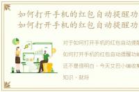 如何打开手机的红包自动提醒功能vivo，如何打开手机的红包自动提醒功能