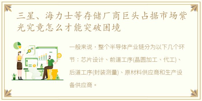 三星、海力士等存储厂商巨头占据市场紫光究竟怎么才能突破困境