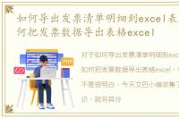 如何导出发票清单明细到excel表格中，如何把发票数据导出表格excel