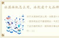 冰淇淋机怎么用，冰欺凌十大品牌排行榜