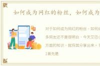 如何成为网红的粉丝，如何成为网红