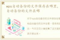 wps自动备份的文件保存在哪里，wps文档自动备份的文件在哪