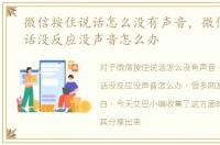 微信按住说话怎么没有声音，微信按住说话没反应没声音怎么办