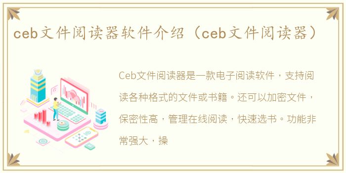 ceb文件阅读器软件介绍（ceb文件阅读器）