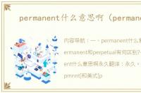 permanent什么意思啊（permanent）