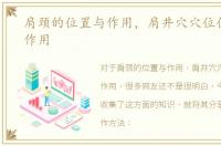 肩颈的位置与作用，肩井穴穴位位置图及作用