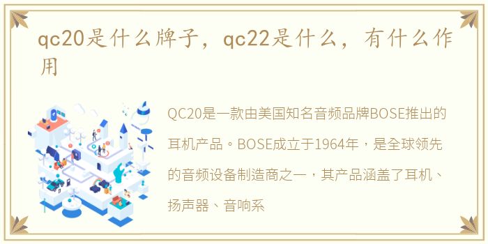 qc20是什么牌子，qc22是什么，有什么作用