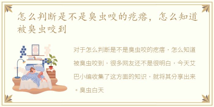 怎么判断是不是臭虫咬的疙瘩，怎么知道被臭虫咬到