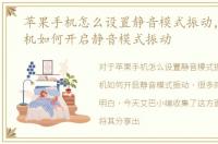 苹果手机怎么设置静音模式振动，苹果手机如何开启静音模式振动