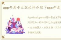 app开发中文版软件介绍（app开发中文版）