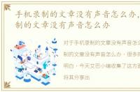 手机录制的文章没有声音怎么办，手机录制的文章没有声音怎么办