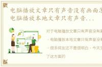 电脑播放文章只有声音没有画面怎么回事，电脑播放本地文章只有声音没有图像怎么办