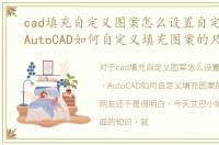 cad填充自定义图案怎么设置自定义图案，AutoCAD如何自定义填充图案的尺寸