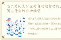 怎么关闭支付宝的自动续费功能，怎样关闭支付宝的自动续费