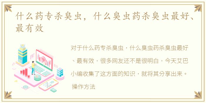 什么药专杀臭虫，什么臭虫药杀臭虫最好、最有效
