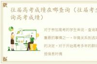 往届高考成绩在哪查询（往届考生怎么查询高考成绩）