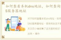 如何查看本机dns地址，如何查询本机的DNS服务器地址