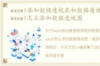 excel添加数据透视表和数据透视图向导，excel怎么添加数据透视图