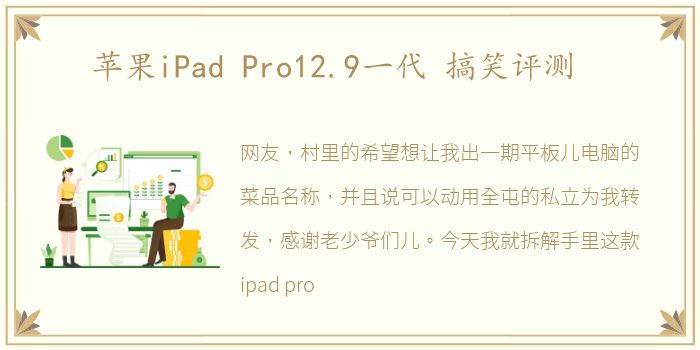 苹果iPad Pro12.9一代 搞笑评测