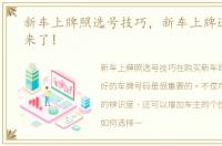 新车上牌照选号技巧，新车上牌选号攻略来了!
