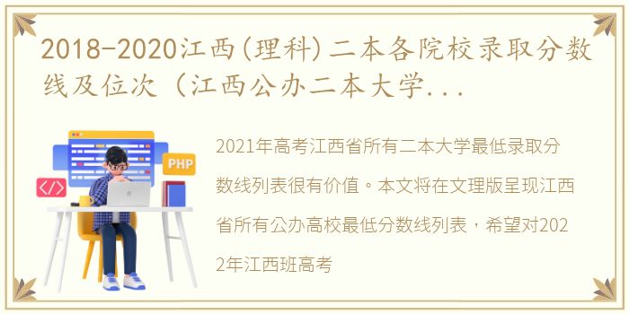 2018-2020江西(理科)二本各院校录取分数线及位次（江西公办二本大学排名和录取分数线2020）