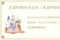 黑莓9700使用说明（黑莓9700软件）