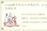 vivoy85手机怎么隐藏软件，vivoy85怎么隐藏软件