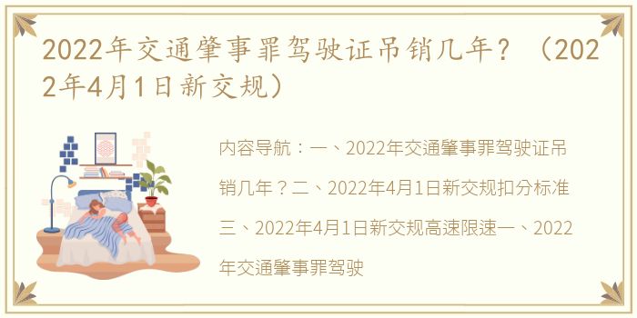 2022年交通肇事罪驾驶证吊销几年？（2022年4月1日新交规）