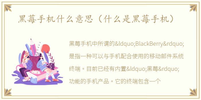 黑莓手机什么意思（什么是黑莓手机）