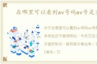 在哪里可以看到av号码av号是多少