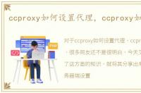 ccproxy如何设置代理，ccproxy如何设置
