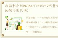 冰箱制冷剂R406a可以用r12代替吗？（r406a制冷剂代换）