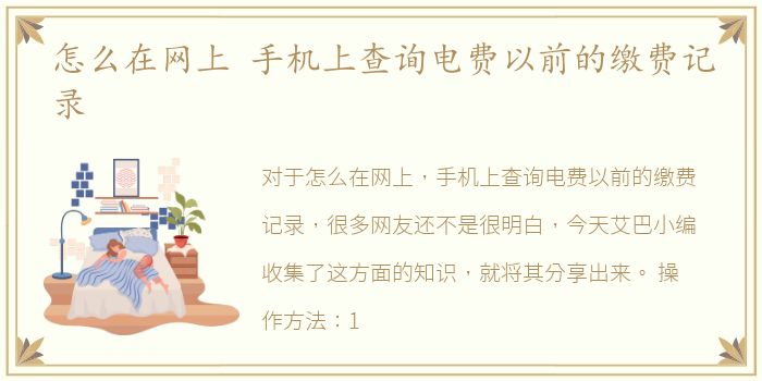 怎么在网上 手机上查询电费以前的缴费记录