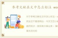 参考文献在文中怎么标注 word