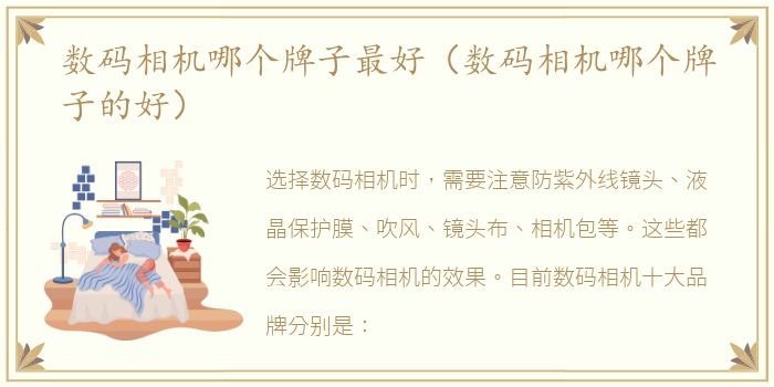 数码相机哪个牌子最好（数码相机哪个牌子的好）