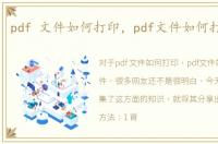pdf 文件如何打印，pdf文件如何打印文件
