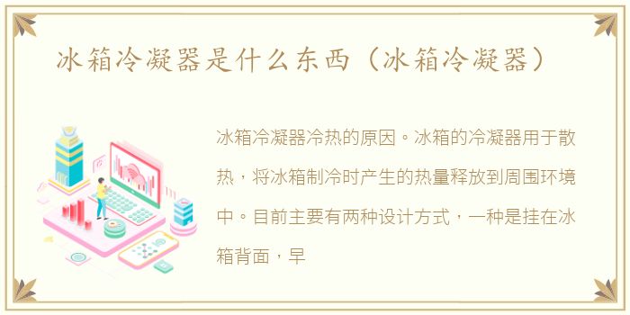 冰箱冷凝器是什么东西（冰箱冷凝器）